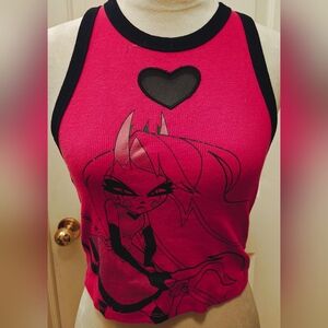 Hazbin Hotel Charlie Morningstar Heart Mesh Detail Tank Top.